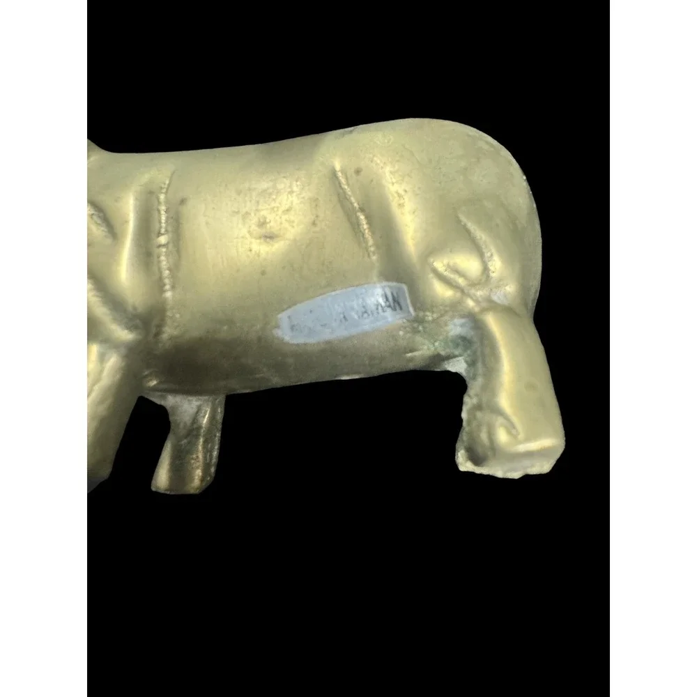 Old Vintage Solid Brass Set Pigs Figurine Metal Piggy Hog Farm Animal 4.25